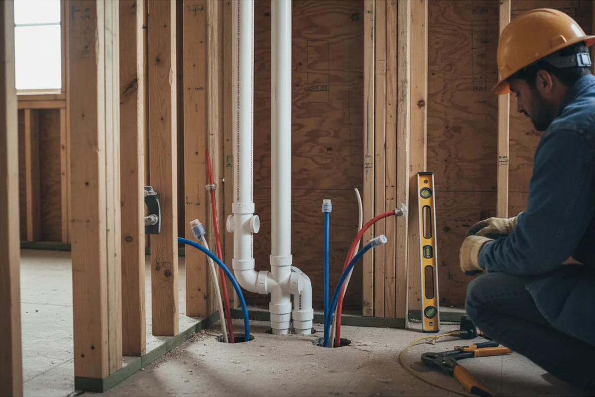 Drain and supply rough-in during Drain Cleaning in Cleveland